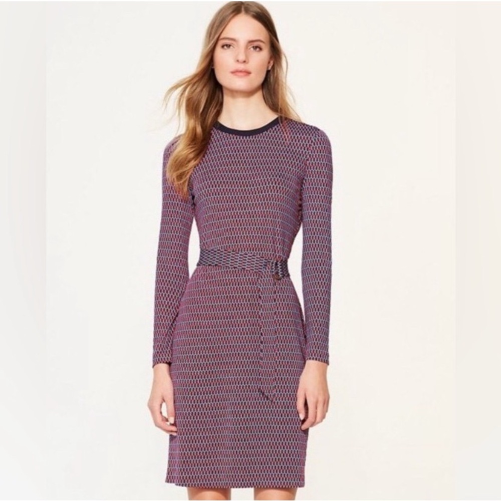 TORY BURCH Musee Dress with Belt Long Sleeve Dress LIKE NEW women’s M - Picture 9 of 10